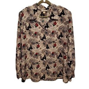 Classic Collection Womens Sz L? Multicolor  Floral Long Sleeve Button Down Blous